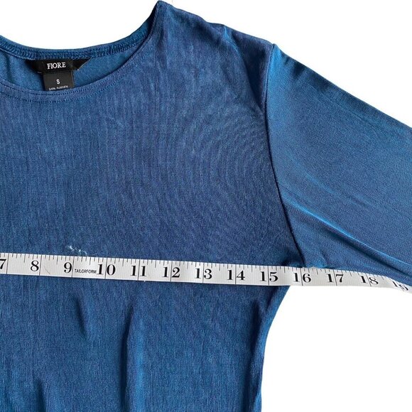 Fiore Peacock Blue Top Women's Sz S Elegant Timeless Classic Wardrobe Staple - Picture 6 of 7